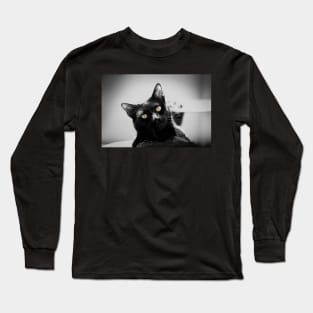 cat eyes, macro portrait black and white Long Sleeve T-Shirt